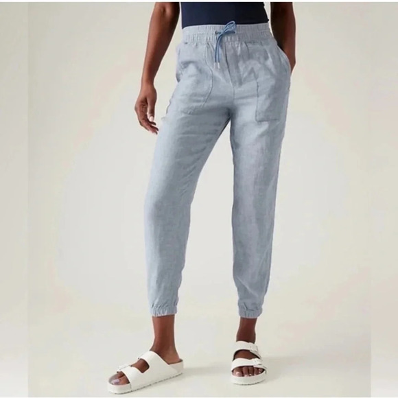 Athleta Pants - Athleta Linen Retreat Jogger in Chambray - 100% Linen, Size 4 Petite